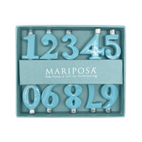 Aqua Number Candle Holder Set