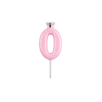 Pink Number Candle Holder - Number 0