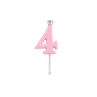 Pink Number Candle Holder - Number 4