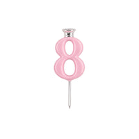 Pink Number Candle Holder - Number 8