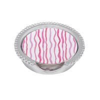 Pink Dotty and Stripe Beaded Coaster Set