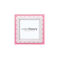 Pink with White Scalloped Acrylic Border 4x4 Frame