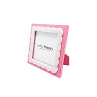 Pink with White Scalloped Acrylic Border 4x4 Frame