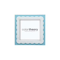 Sky Blue with White Scalloped Acrylic Border 4x4 Frame