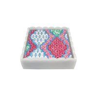 Provençal Cotton Pink White Scalloped Cocktail Napkin Box Set