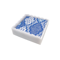 Provençal Cotton Blue White Scalloped Cocktail Napkin Box Set