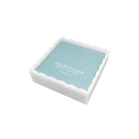 White Scalloped Cocktail Napkin Box with Insert