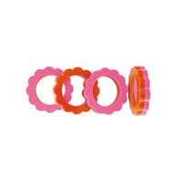 Orange and Pink Scallop Napkin Ring Set of 4