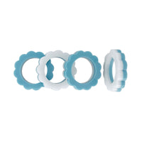 Teal and White Scallop Napkin Ring Set of 4