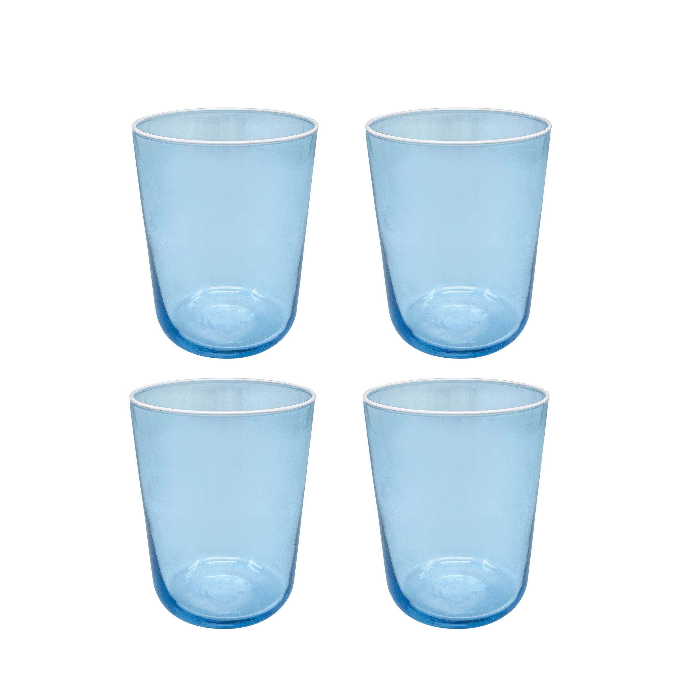 Fine Line Light Blue with White Rim Double Old-Fashioned Glass Set of 4 | Mariposa