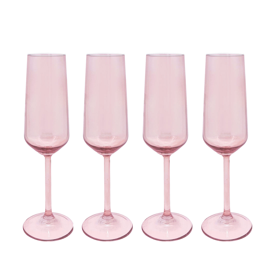 Fine Line Quartz with White Rim Champagne Flute Glass Set of 4