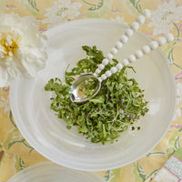 White Pearled Salad Servers