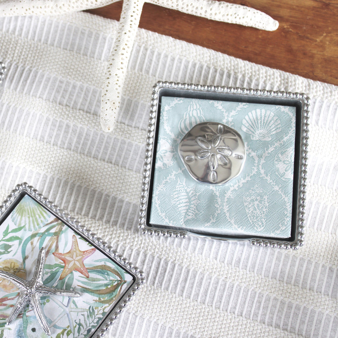 Sand Dollar Beaded Napkin Box