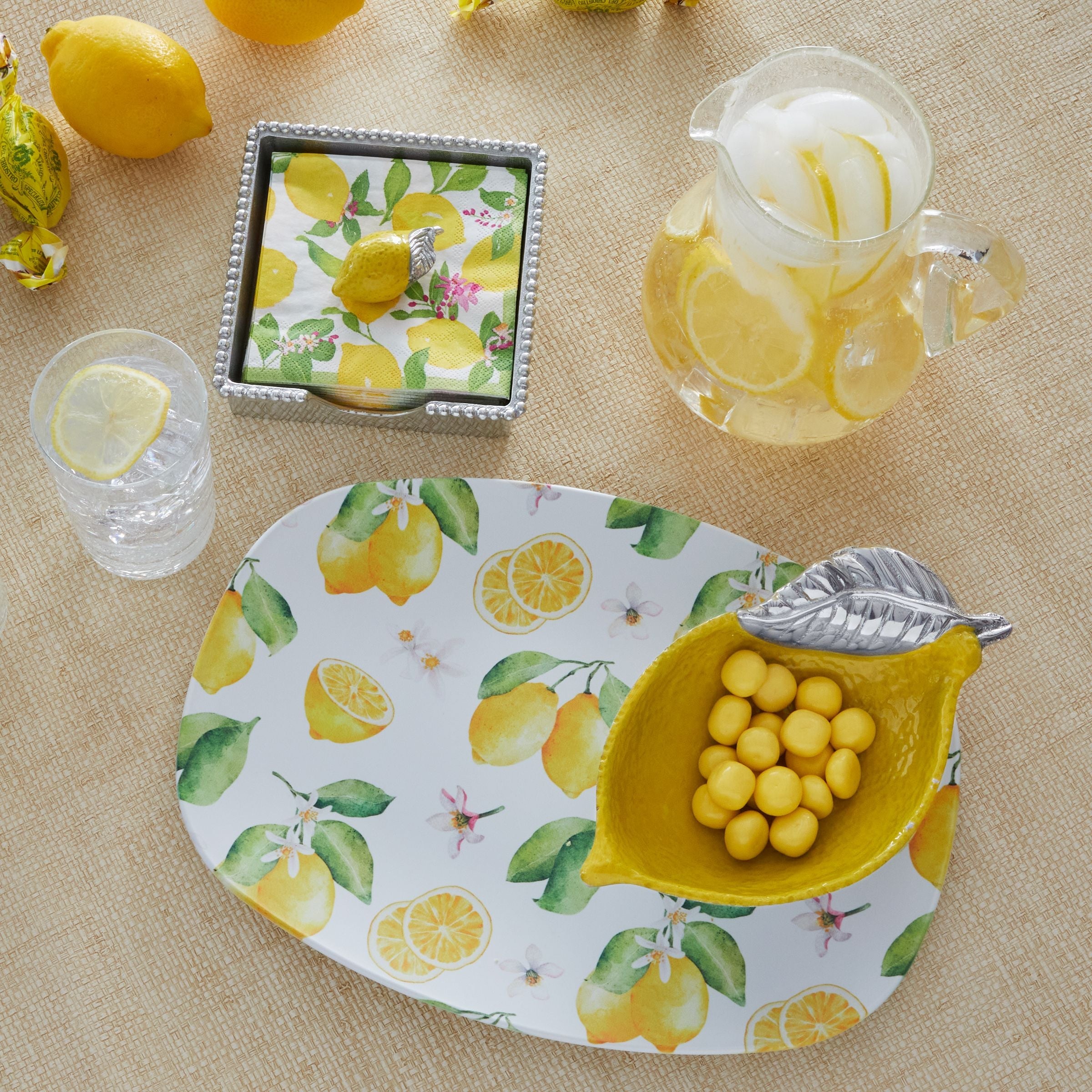 Lemon Beaded Napkin Box Set – Mariposa