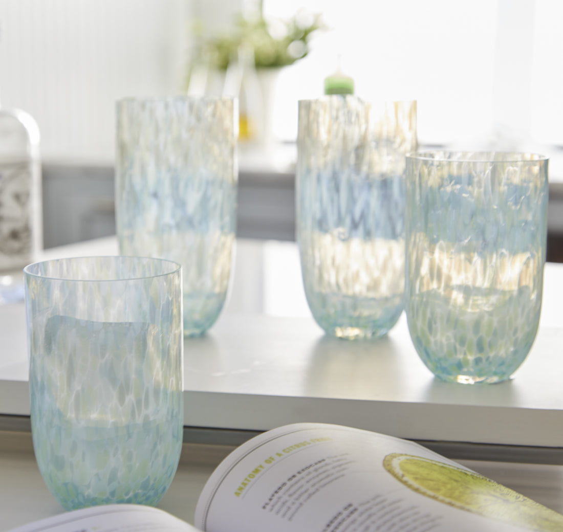 Sip Sip Verre sans pied à confettis bleu pacifique