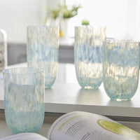 Sip Sip Pacific Blue Confetti Stemless Glass