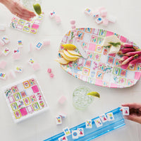 Mahjong White Scalloped Cocktail Napkin Box Set