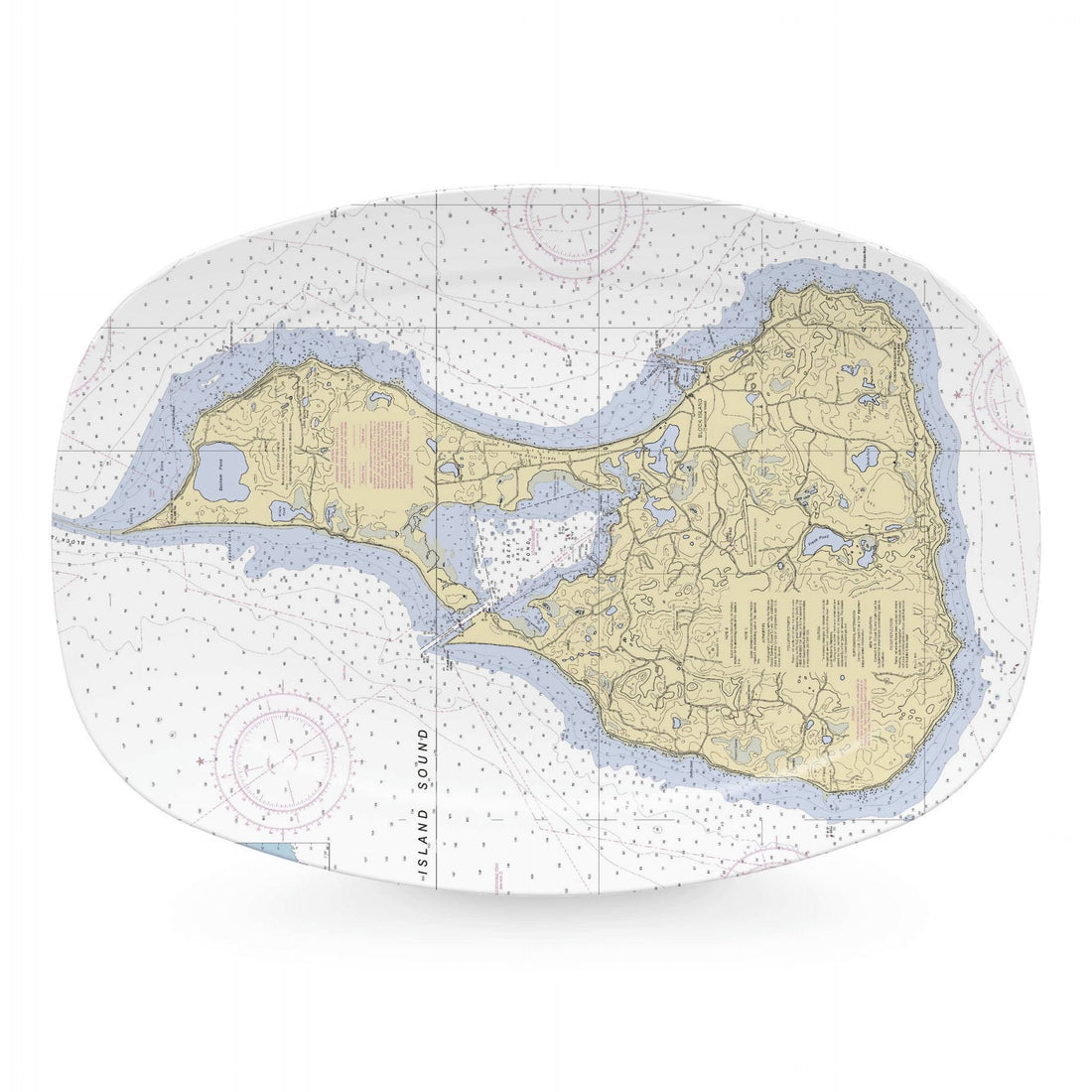 BLOCK ISLAND Chart Platter-Platters | Mariposa