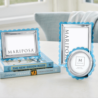 Light Blue Acrylic Scallop Round Frame