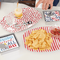 Red Simple Stripes Platter