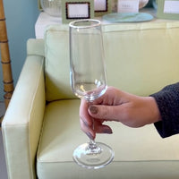 Fine Line Clear With White Rim Champagne Flute Glass Set of 4