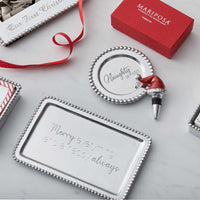 Red Santa Hat & Naughty or Nice Wine Plate Gift Set-Wine Accessories | Mariposa