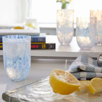 Sip Sip Rosa and Aqua Confetti Stemless Glass