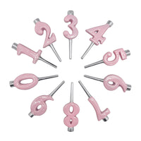 Pink Number Candle Holder Set