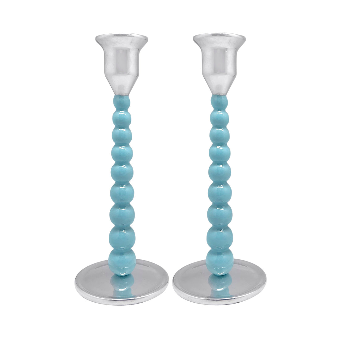 Ensemble de bougeoirs moyens perlés Aqua