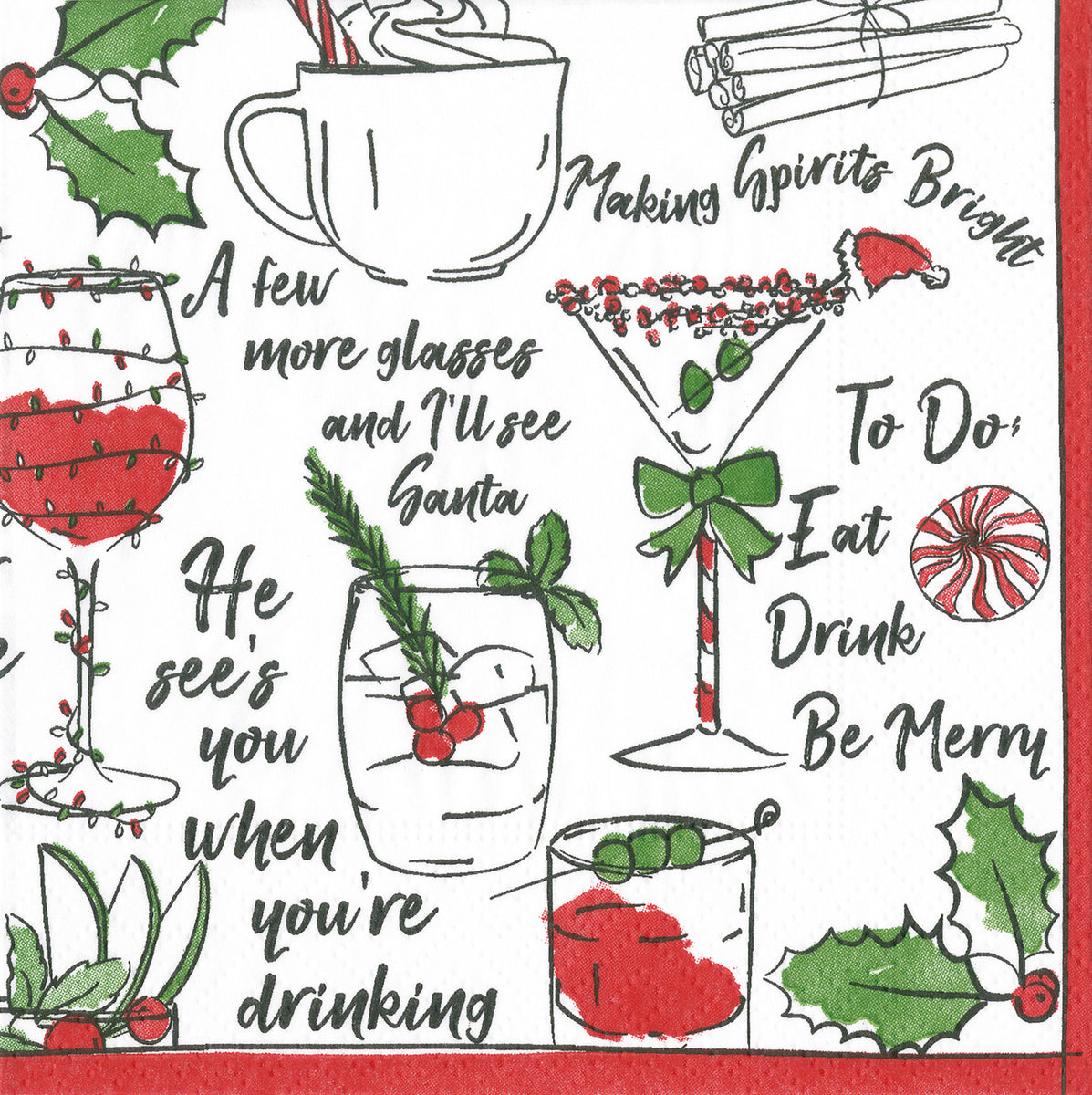 Cheers Martini Santa Personalized Cocktail Napkins – Caspari