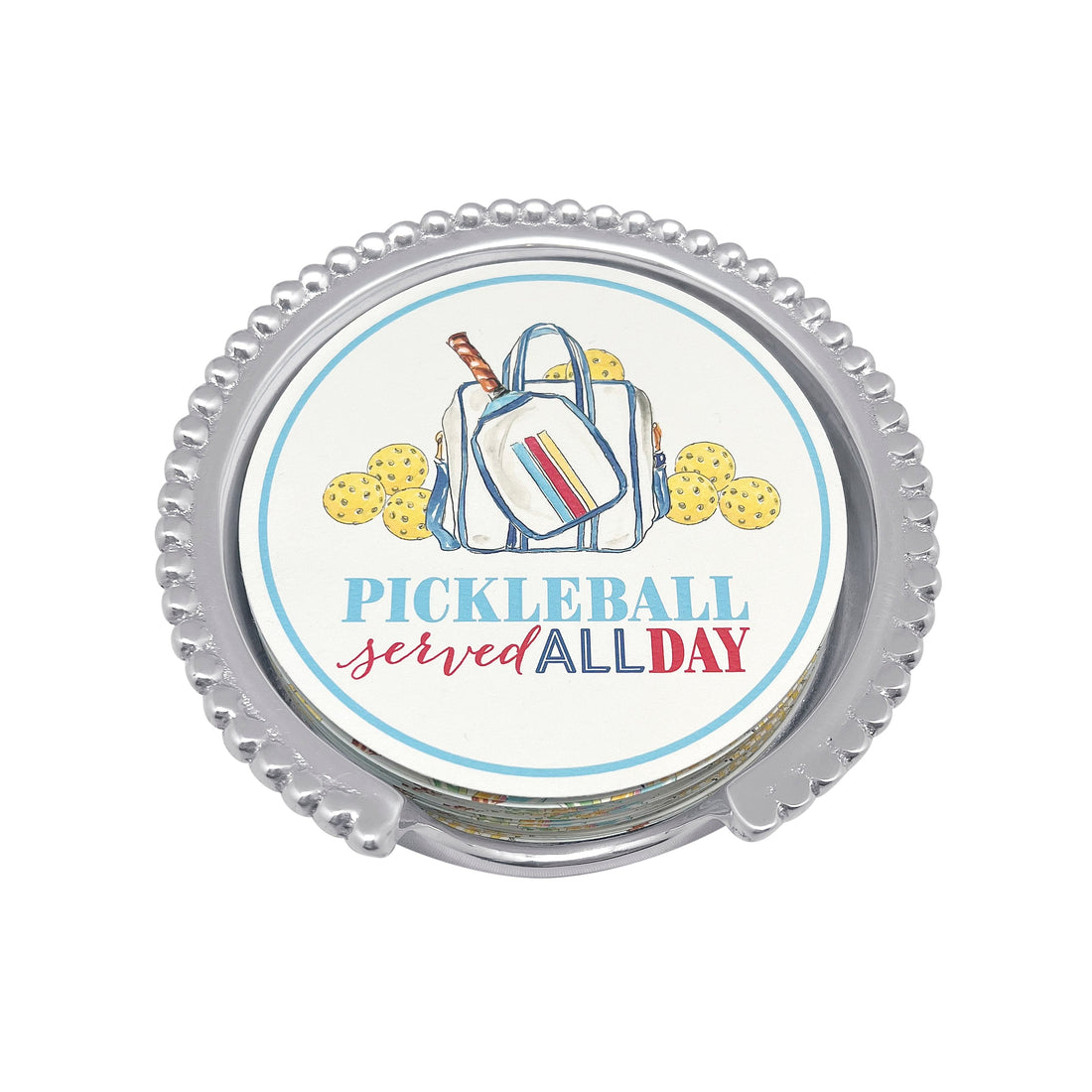 Ensemble de sous-verres perlés Pickleball servi toute la journée
