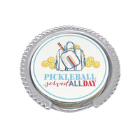 Ensemble de sous-verres perlés Pickleball servi toute la journée