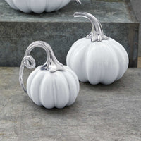 Ceramic Heirloom Small Pumpkin with Metal Stem-Decorative Accessories | Mariposa