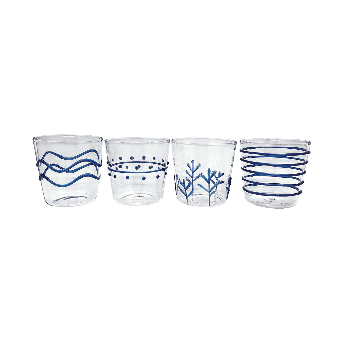 Blue Appliqué Double Old Fashion Glass Suite | Mariposa Glassware
