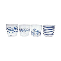 Blue Appliqué Double Old Fashion Glass Suite | Mariposa Glassware