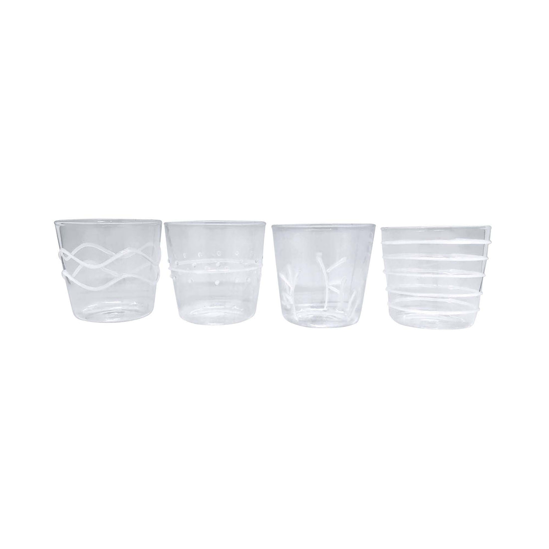 White Appliqué Double Old Fashion Glass Suite | Mariposa Glassware