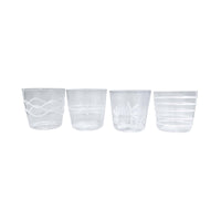 White Appliqué Double Old Fashion Glass Suite | Mariposa Glassware
