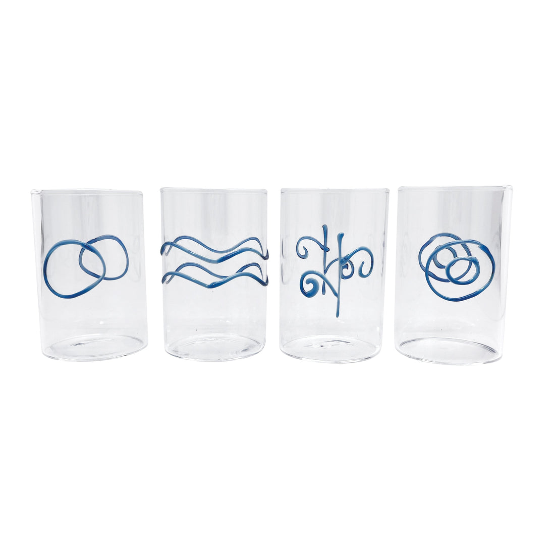Applique Blue Suite of Highballs