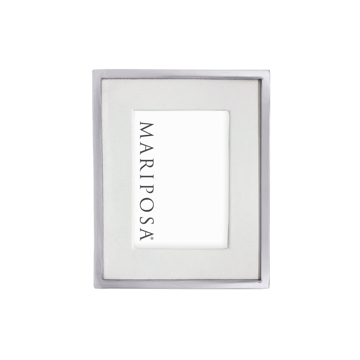 White Leather with Metal Border 5x7 Frame | Mariposa
