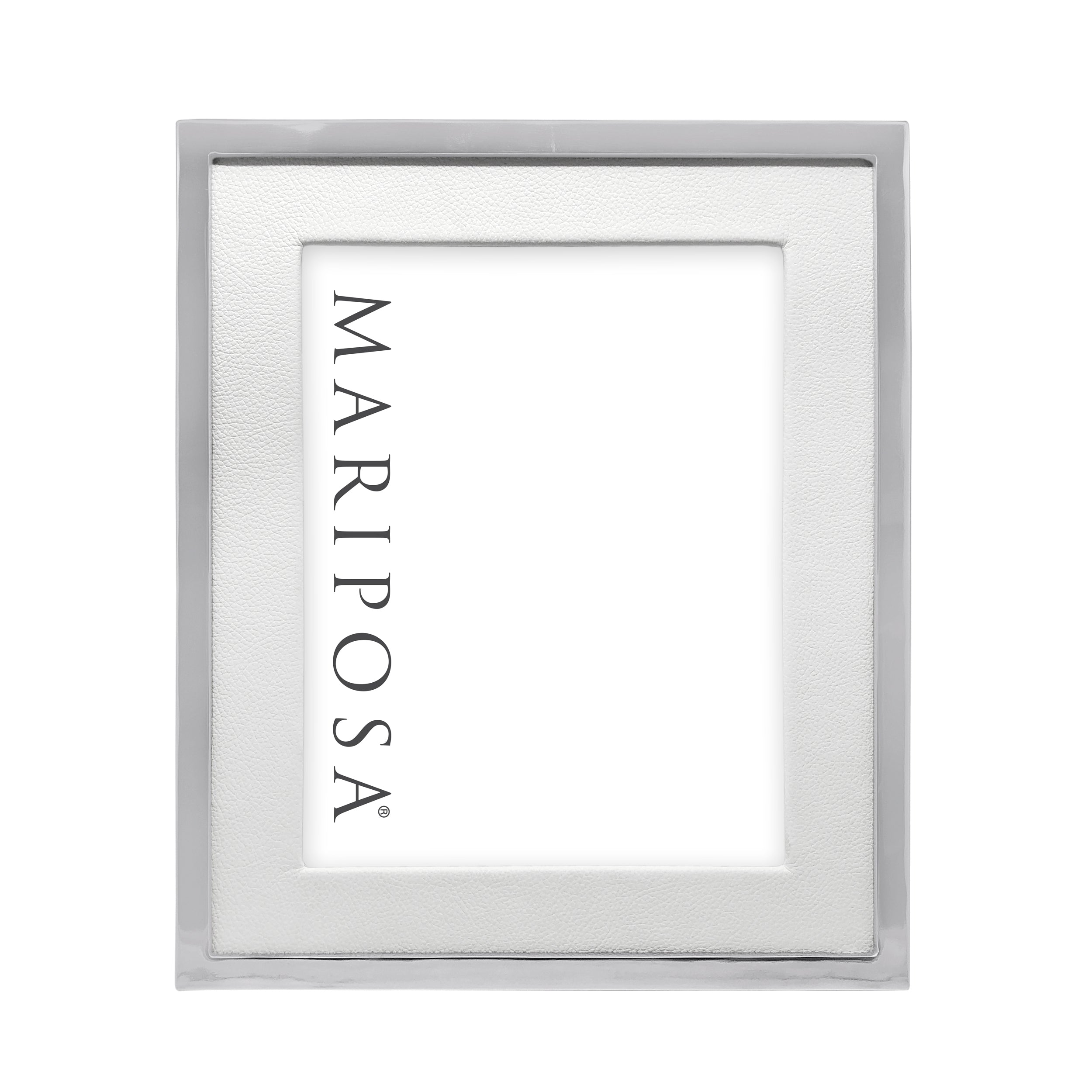 White Leather with Metal Border 4x6 Frame