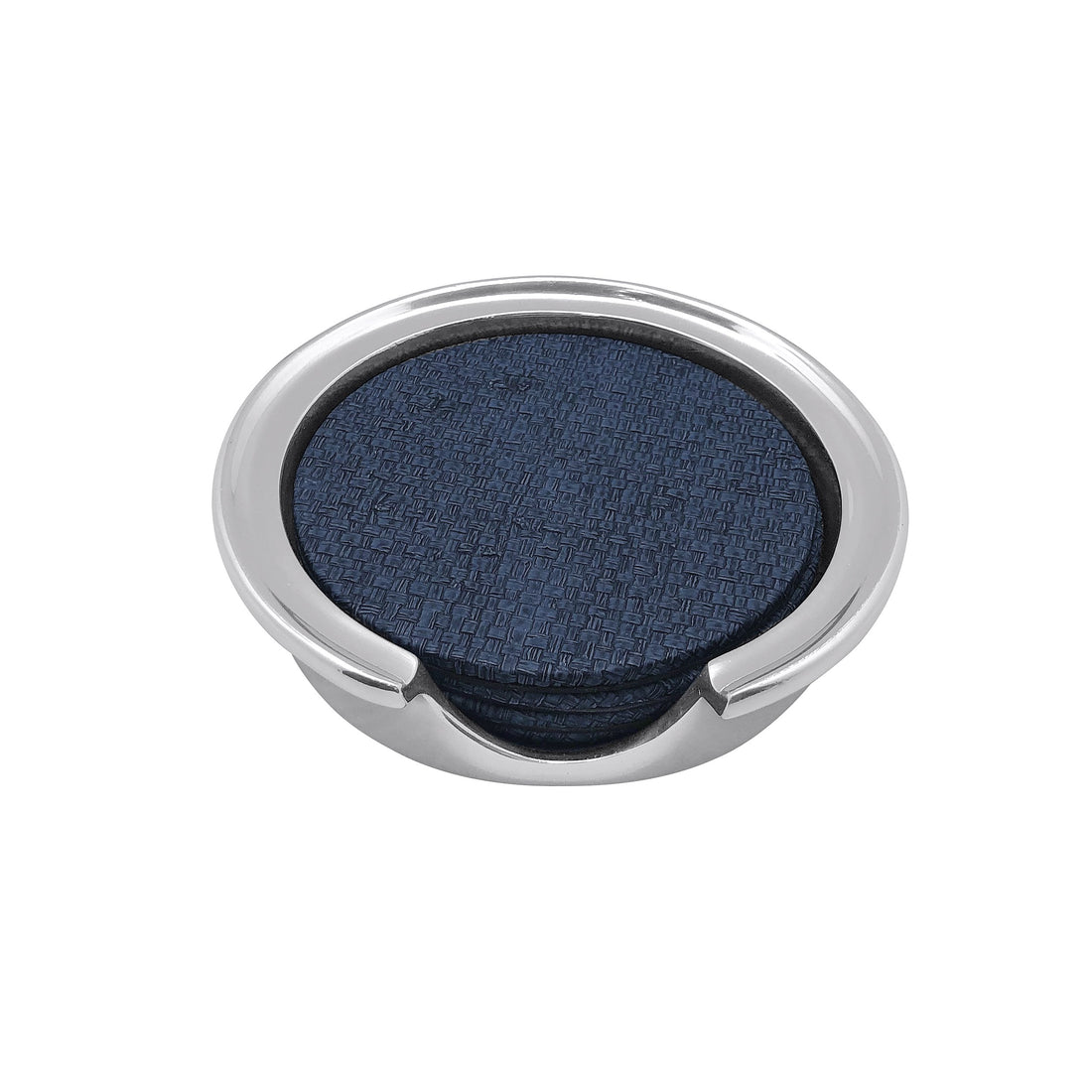Indigo Faux Grass Cloth Signature Coaster Set-Table Accessories | Mariposa