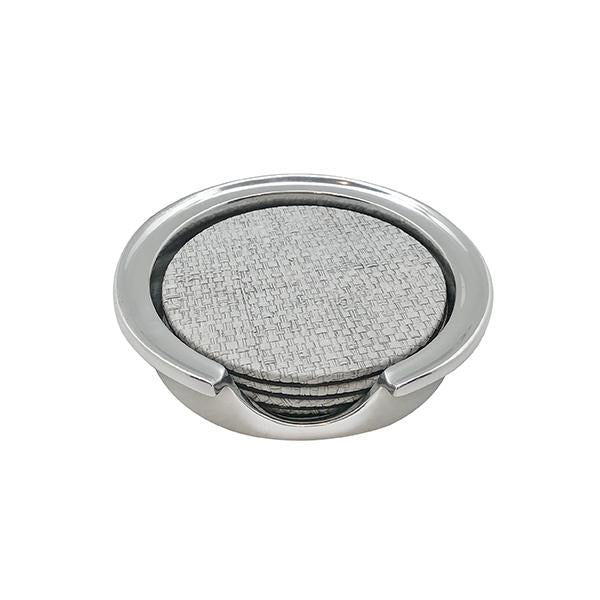 Pale Gray Faux Grass Cloth Signature Coaster Set-Table Accessories | Mariposa
