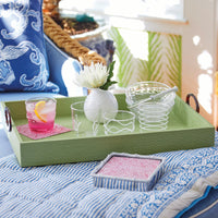 Appliqué White Suite of Double Old Fashion Glasses-Glassware | Mariposa