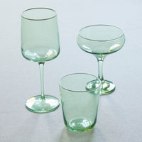 Fine Line Light Green with White Rim Double Old-Fashioned Glass Set of 4