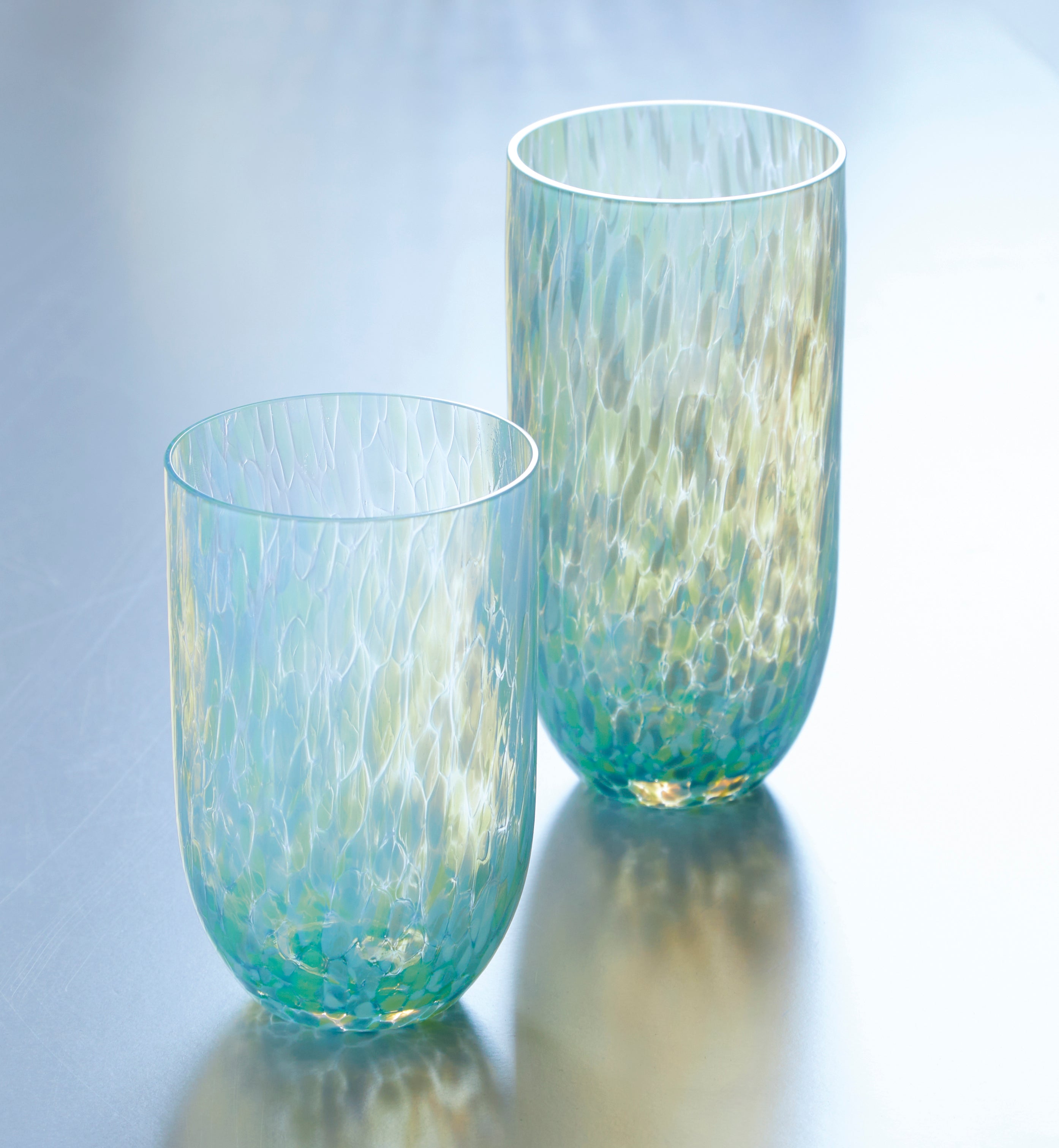 Blue Frost Confetti Recycled Pint Glasses, Set of 4