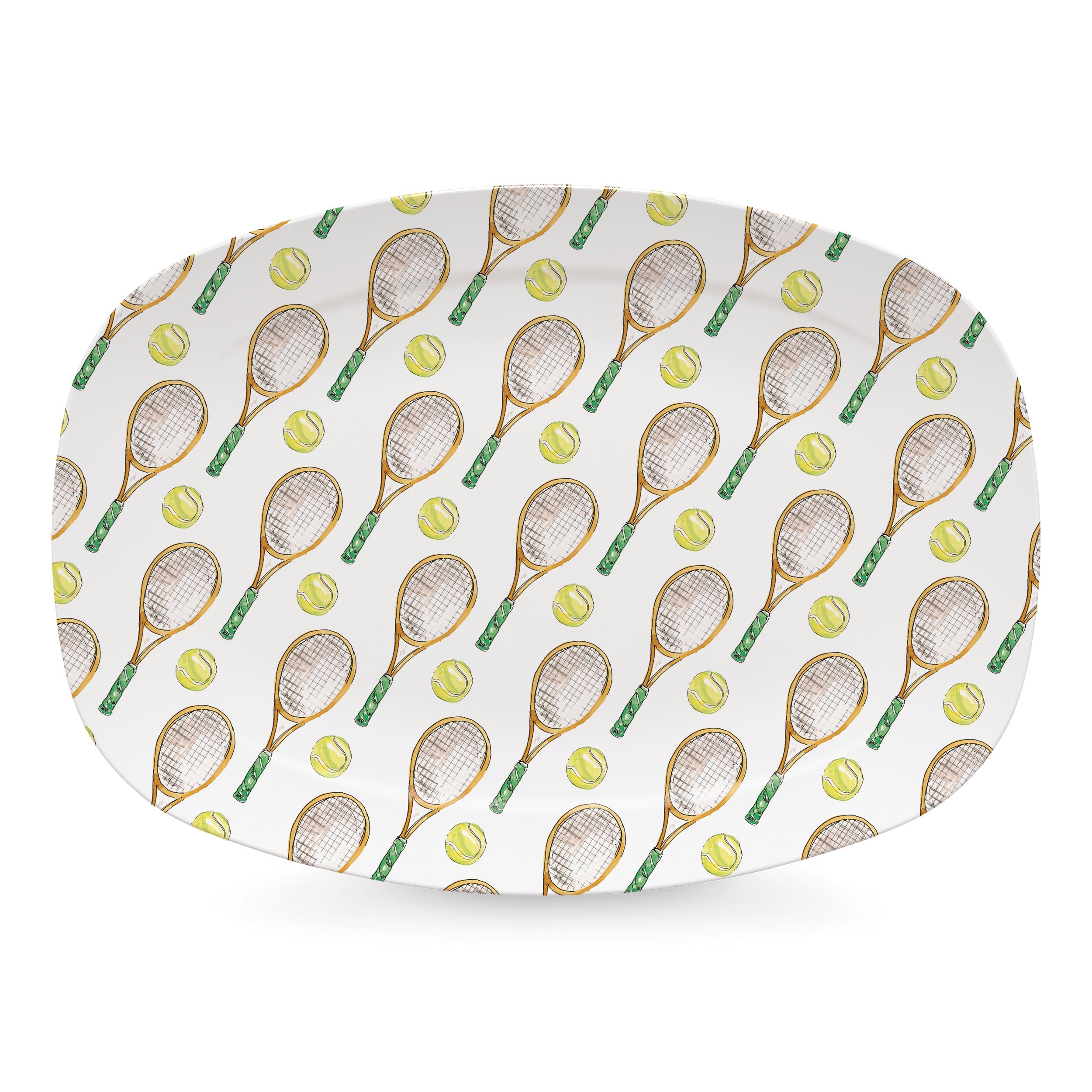 mari☆　100Daysハートデザイン　30Daysフレブルデザイン Tennis Racquet Platter – Mariposa