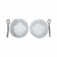 Mariposa | Dotty Wreath Ceramic Open Salt Spoon Set-Canape and Small Plates-Mariposa