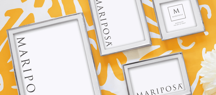 White Mariposa Frames on Yellow Background