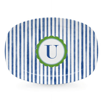 Blue Simple Stripes Platter with Scallop Interior - U-trays | Mariposa