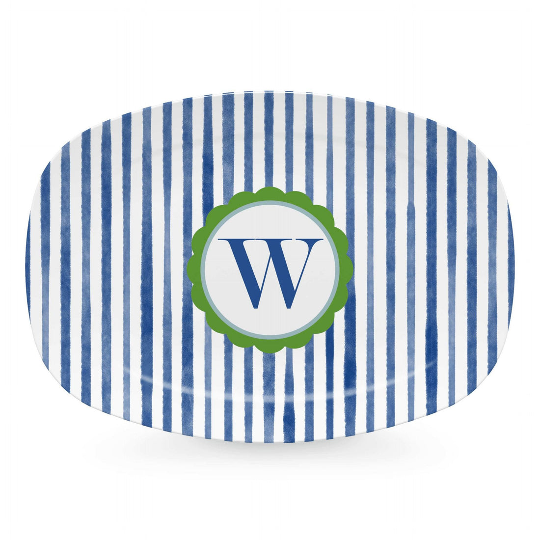 Blue Simple Stripes Platter with Scallop Interior - W-trays | Mariposa